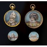 A group of four 19th century Indian Mughal miniatures of Maharajah's, the Taj Mahal etc,