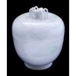 A Chinese celadon glazed bowl and cover, Qianlong mark,