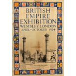 British Empire Exhibition 1924 lithographic poster depicting the Malaya Pavilion with colour border,