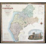 Antique William IV period map of Cumberland,