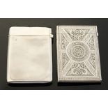 A Victorian silver rectangular card case, the entire engraved in the Celtic Revival manner,