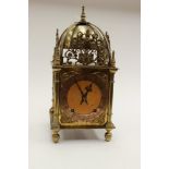 A 19th/early 20th Century copy of an early Lantern clock, brass casing,