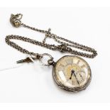 Silver fusee lever pocket watch, hallmarked London 1873, signed Henry Lyons, Birmingham No.