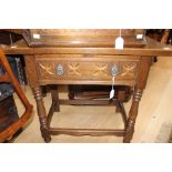 Two reproduction oak side tables,