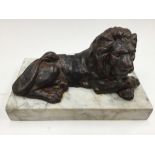 Victorian cast iron lion on marble base