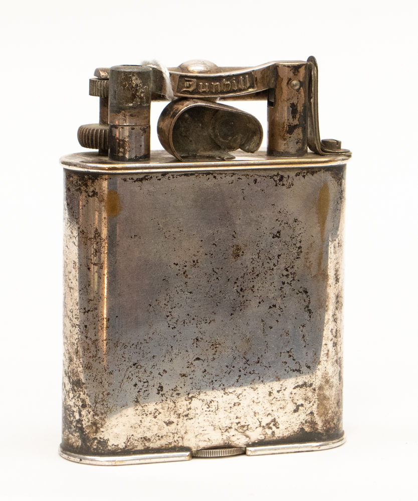 A Dunhill silver plated cigarette lighter, Ref. 143752, height approx 10.