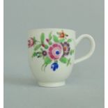 A Worcester Polychrome Coffee Cup. Decorated with Floral Sprays Circa 1775 Size 5.7cm diam 6.