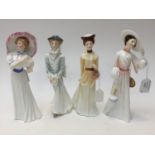 Four Royal Doulton figurines, HN 3005 Sarah in Winter, HN 3006 Catherine in Spring,