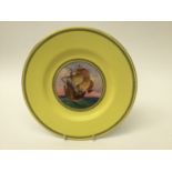 James Edwin Dean for Minton, a New World Explorer plate, painted with a ship, probably Mayflower,