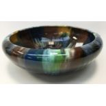 A drip glaze bowl in blues and greens,