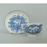 A Liverpool Blue and White Tea Bowl and Saucer.
