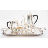 Four piece silver plated tea set,