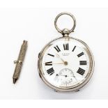 A silver key wind pocket watch by H Stone