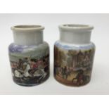 Two Prattware pots, neither having covers,