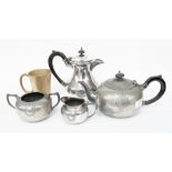 EPBM tea service with hot water jug and a plated (worn) tankard,