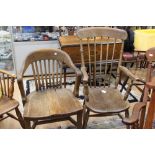 A Victorian elm and beech kitchen Windsor chair,