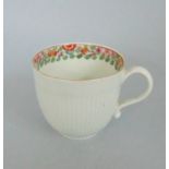 A Worcester Ribbed Body Coffee Cup with a Floral Decorated Inner rim Circa 1770 Size 6.