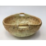 A Royal Worcester blush ivory basket weave, twin handled bowl, Ref. 441/G.