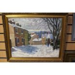 David Noble, Dronfield artist, oil, signed winter scene,