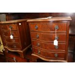 Two reproduction bow fronted bedside chests,