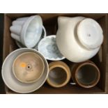 A collection of stoneware and ceramic molds and jars (one box)