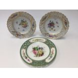 A pair of Meissen shallow dishes, having pierced rims,
