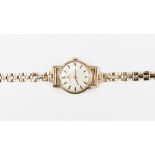 A ladies vintage 1970s 9ct Omega bracelet watch, champagne dial, batons, dial diameter approx 17mm,