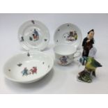 Royal Doulton china nursery ware, comprising a 'Tommy Tucker' bowl, a 'Simple Simon' plate,