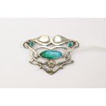 A silver and enamelled Art Nouveau pendant detail, Chester 1904,