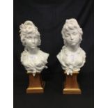 A pair of Royal Worcester 1970 limited edition 104/250 Blanc de Chine busts,