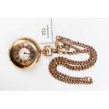 An early 20th Century Waltham rolled gold half hunter pocket watch on a 9ct chain,