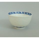 A Worcester Blue and White Tea bowl, Chrysanthemum moulded Circa 1770 Size 7.