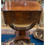 An early Victorian mahogany ladies work table, fitted with two drawers,