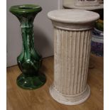A large plaster pillar (af) together with a ceramic jardiniere stand (2)