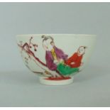 A Pennington's Liverpool Polychrome Tea Bowl Decorated with 'The Drunken Family' Pattern Circa
