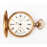 A unmarked 14ct gold small Elgin full hunter pocket watch,