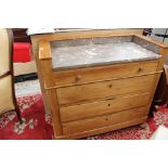 An early 20th Century satinwood and marble topped washstand,