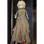 A wax coated head doll - over composition,