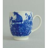 A Worcester Blue and White Coffee Cup, decorated with .