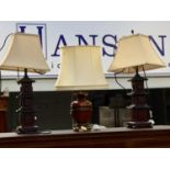 A recent table lamp base and a pair of recent pagoda design table lamps,