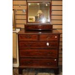 A George III mahogany chest of drawers, fitted with two short over three long graduated drawers,