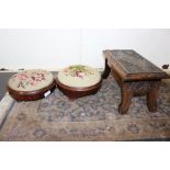 A pair of 19th Century mahogany footstools,