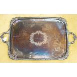 A large silver plated tray,