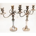 A pair of Sheffield silver on copper candelabra,