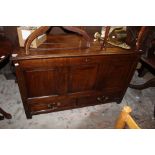 A George III oak mule chest, fitted with two short drawers to base, 78cm high, 124cm wide,