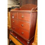 Victorian pine chest of two short over two long drawers