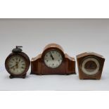 Art Deco style mantle clock, round oversized oak mantle clock,