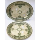 Two Royal Burslem, circa 1920s Art Deco oval meat plates/chargers,