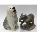 A Beswick fireside seated 'Old English Sheepdog' (Dulux Dog) with a Boehm porcelain African