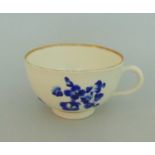 A Worcester Tea Cup. Decorated with 'Dry Blue' Flower Sprigs Circa 1775 Size 8cm diam 6.